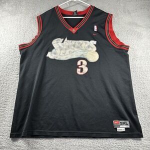 VINTAGE Sixers Jersey Iverson‎ #3 Nike Black Mens 3XL Length +2 Big Tall NBA